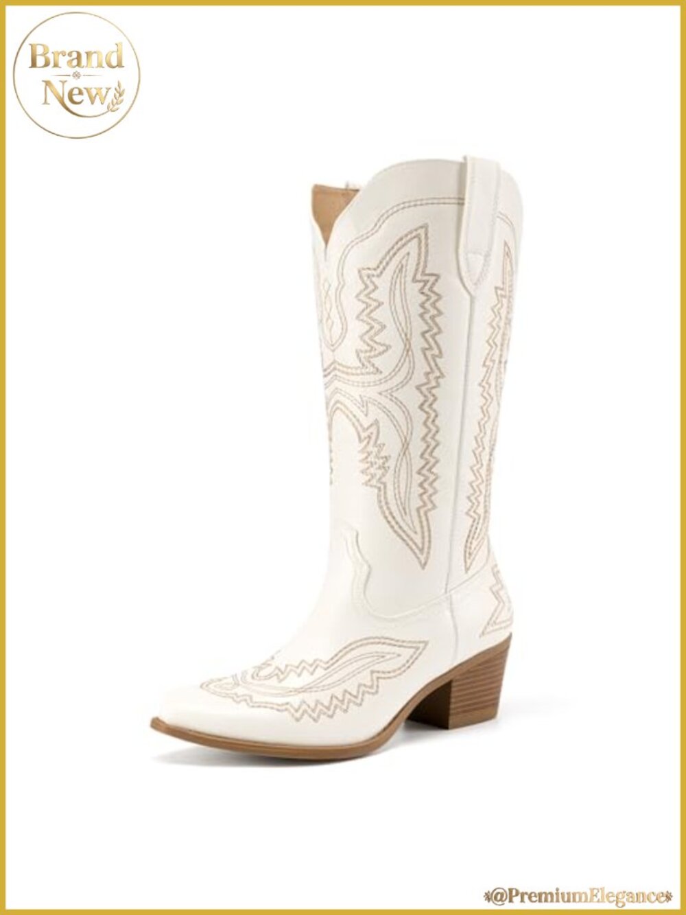 Women's Square Toe Embroidery Western Mid Calf Cowboy Boots